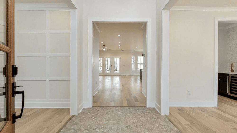 Arched barn door with glass